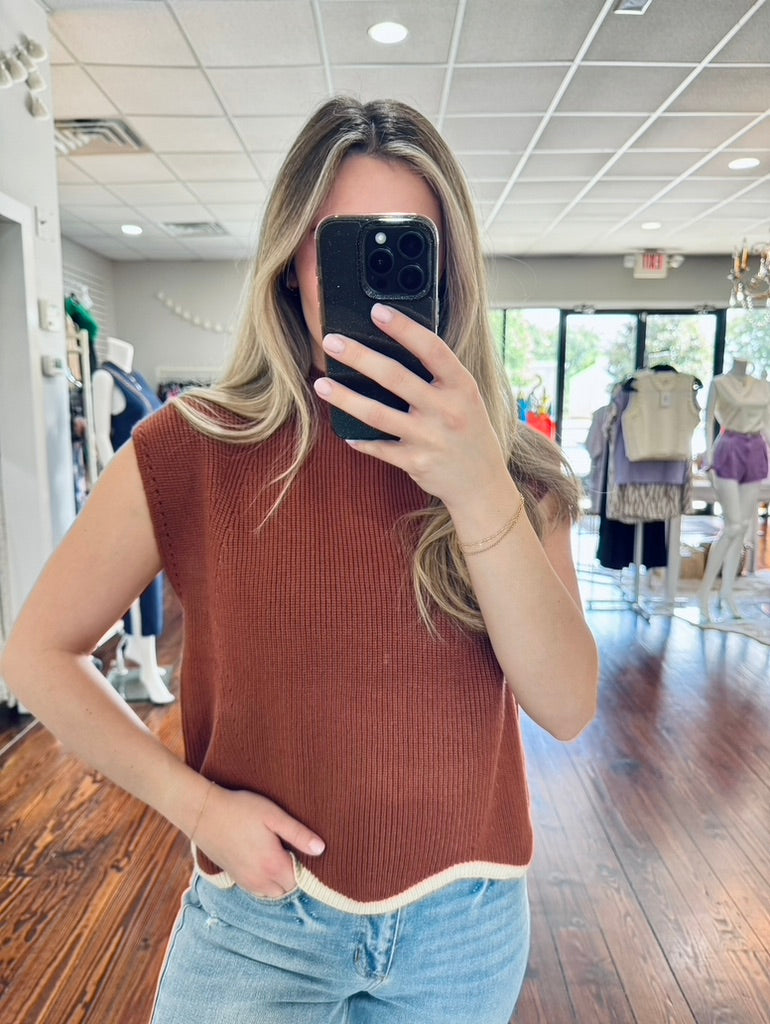 Mocha Mock Neck Sweater