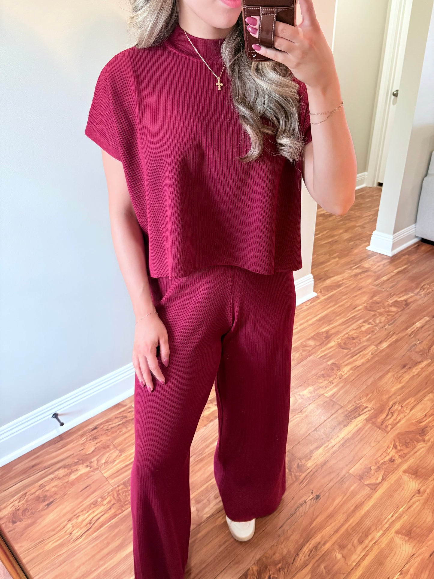 Deep Red Sweater Set