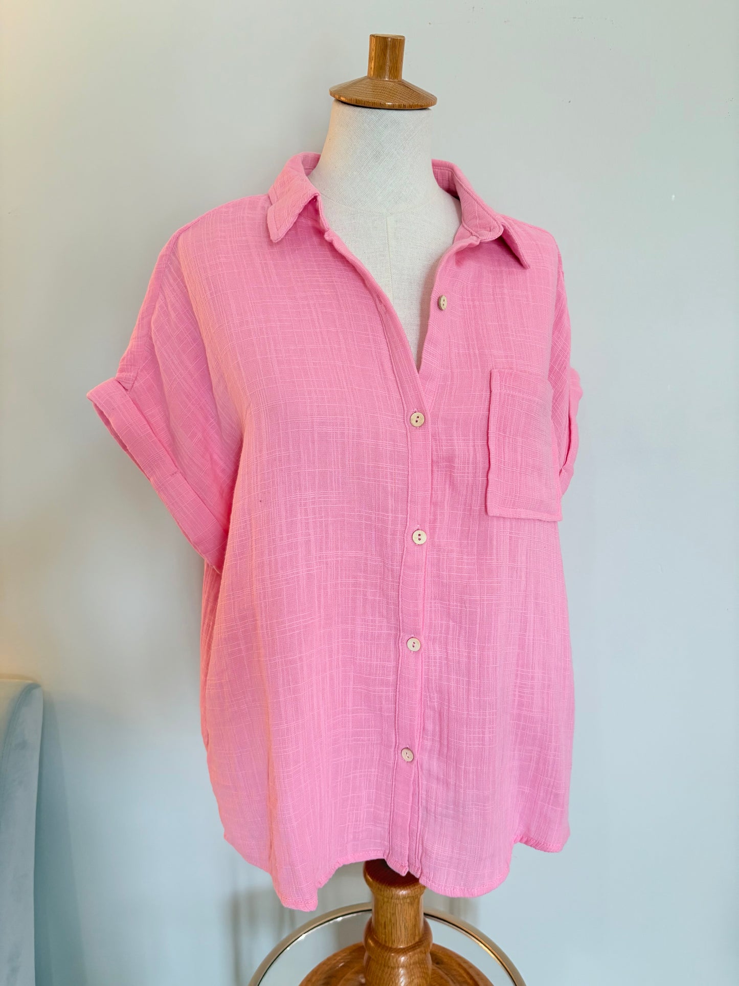 Pink Gauze Top