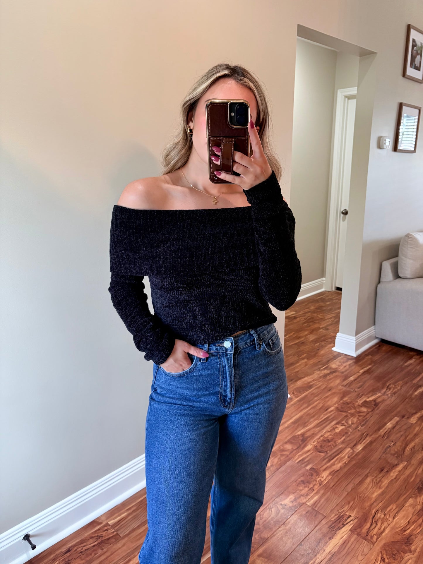 Black Off The Shoulder Sweater