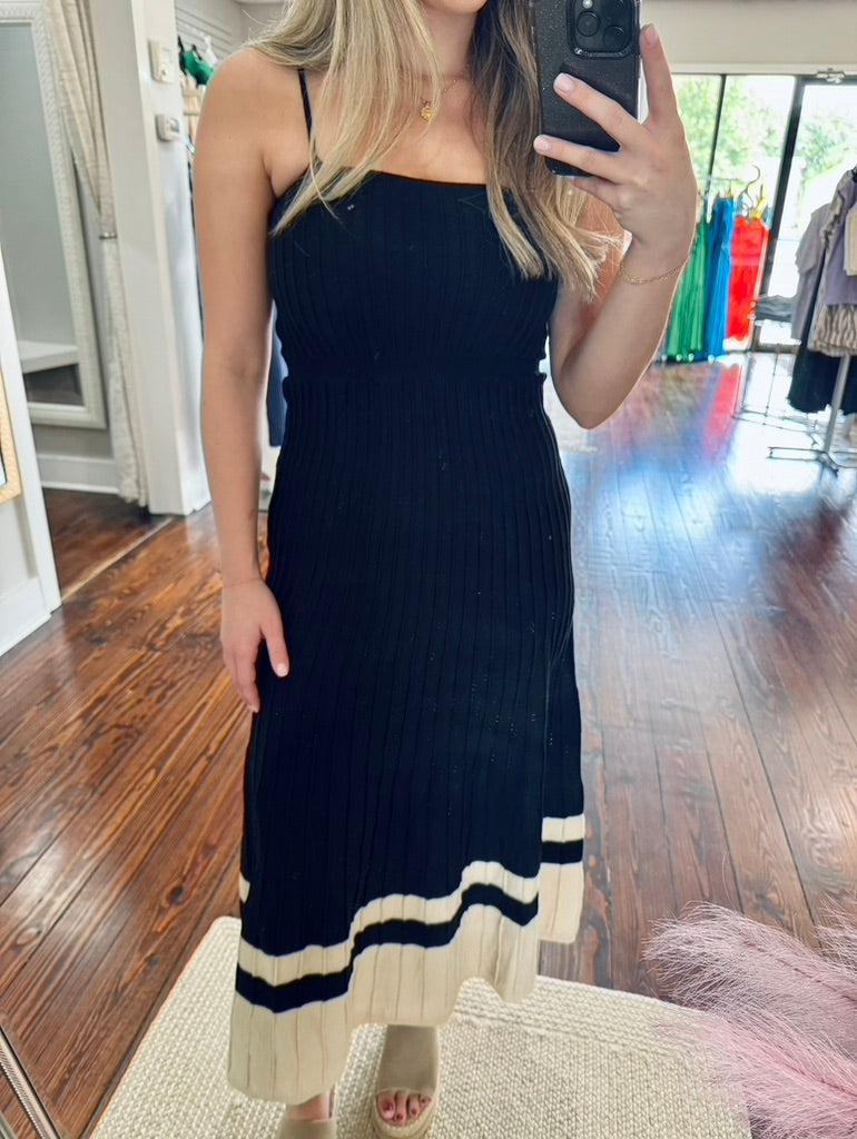 Black & Khaki Knit Dress