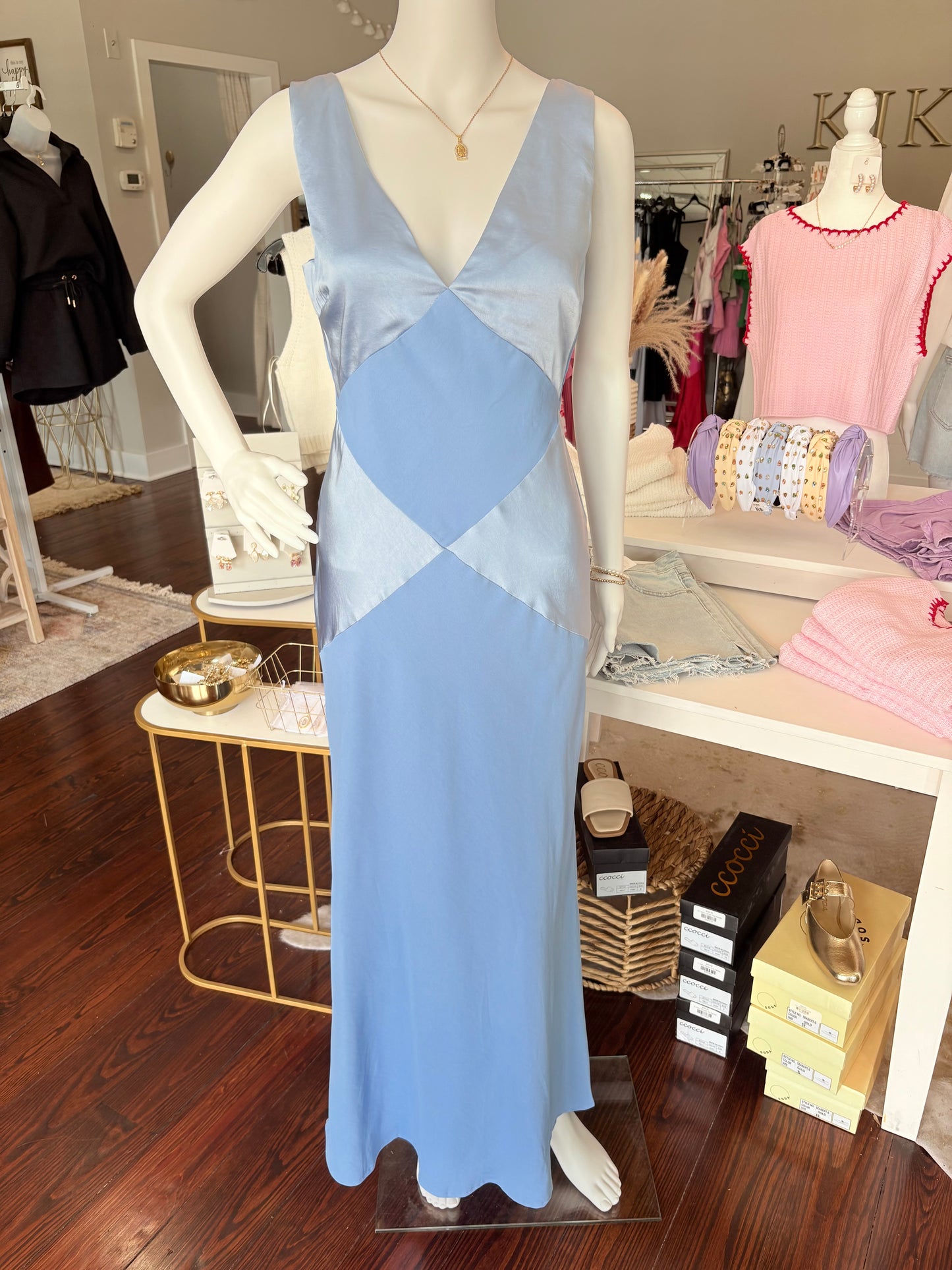 Blue Satin Dress