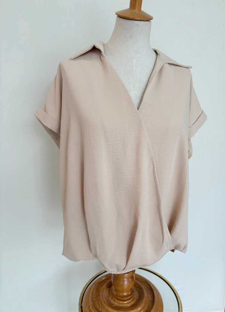 Taupe Cross Blouse