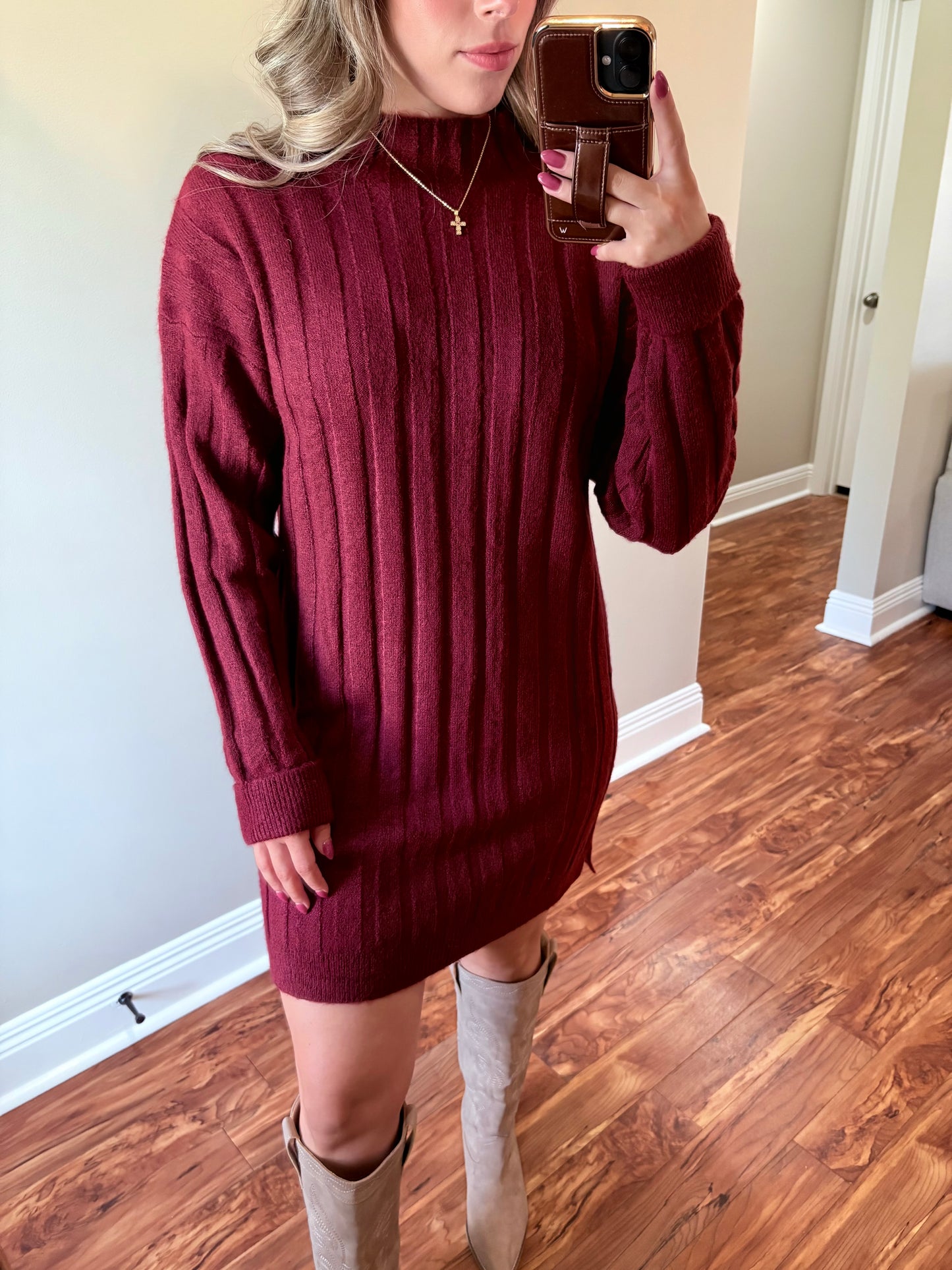 Wine Sweater Dress