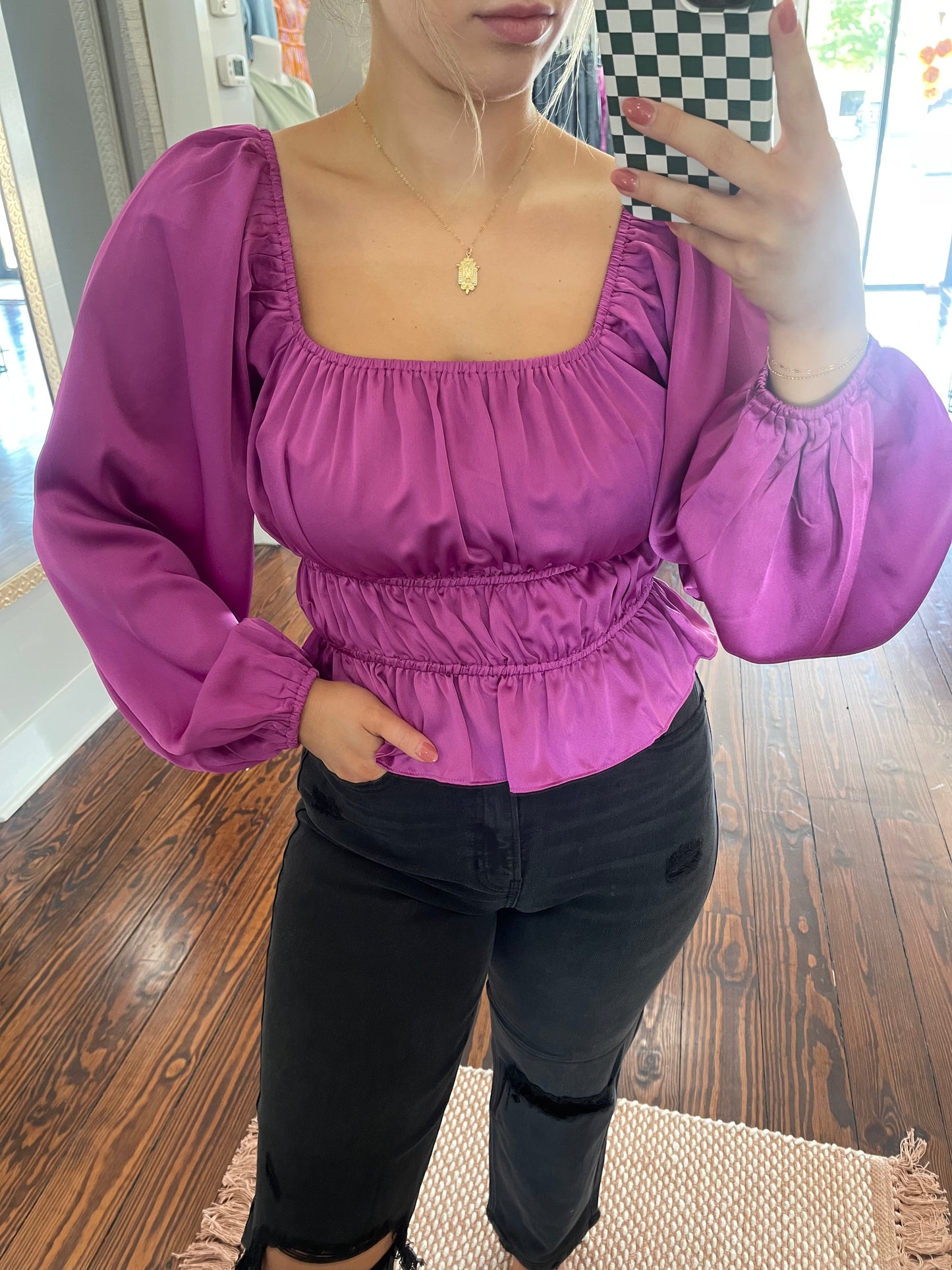Satin Long Sleeve Blouse