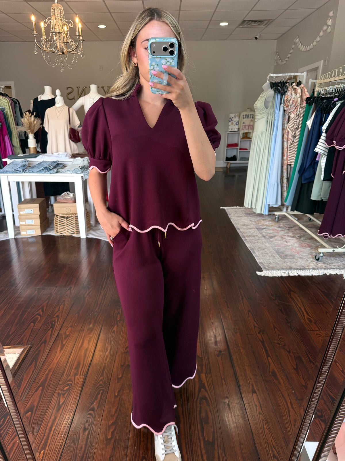 Plum Scallop Pant