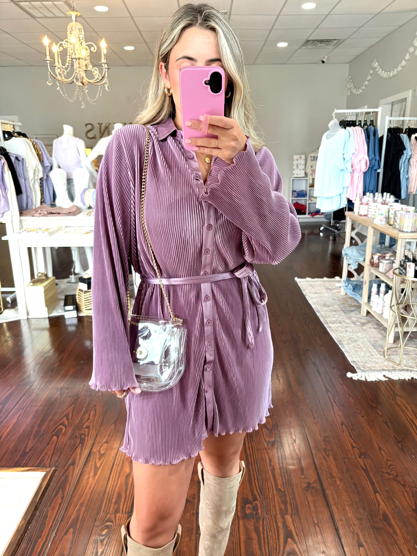 Lavender Pleated Dress