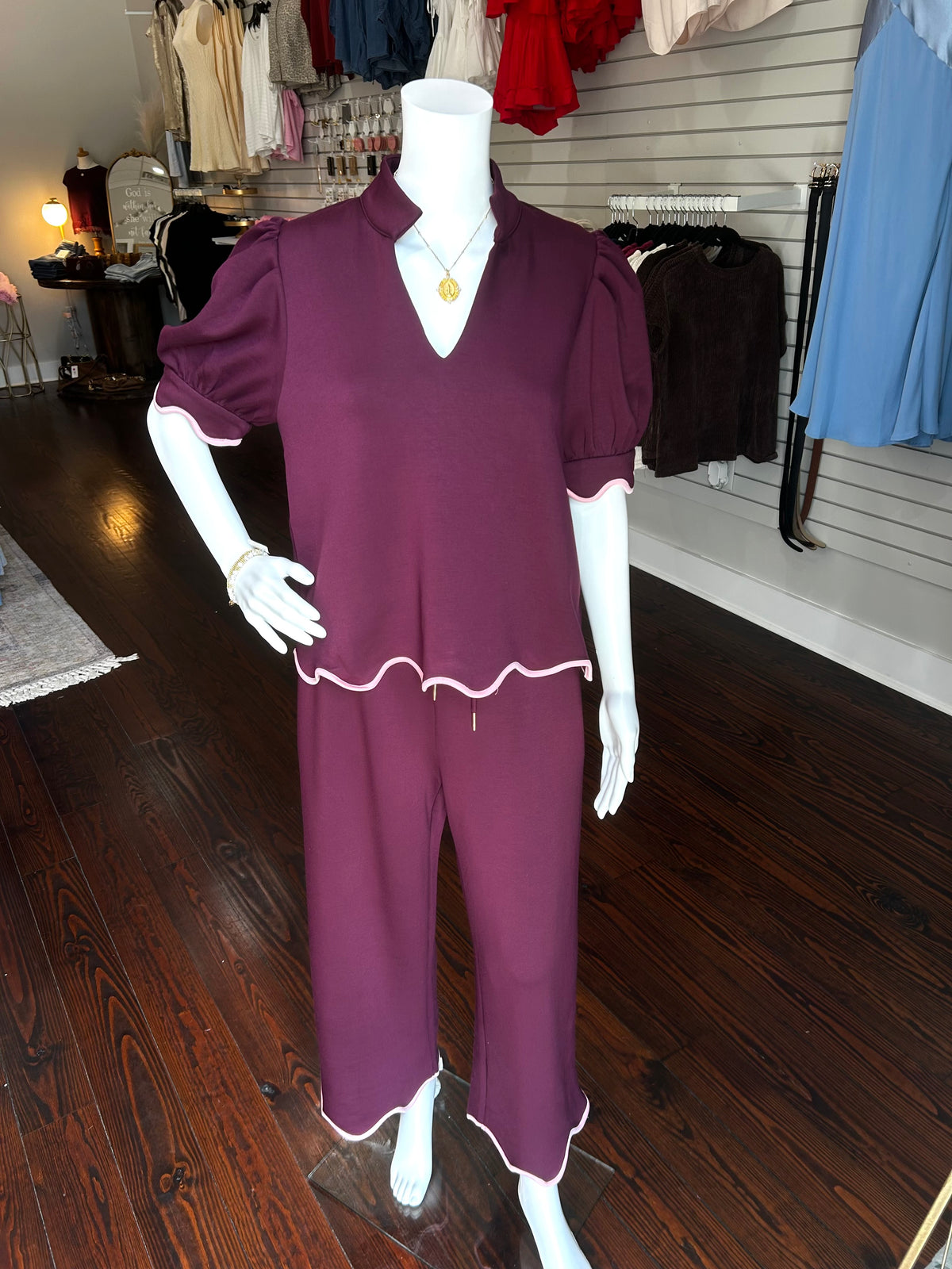 Plum Scallop Top