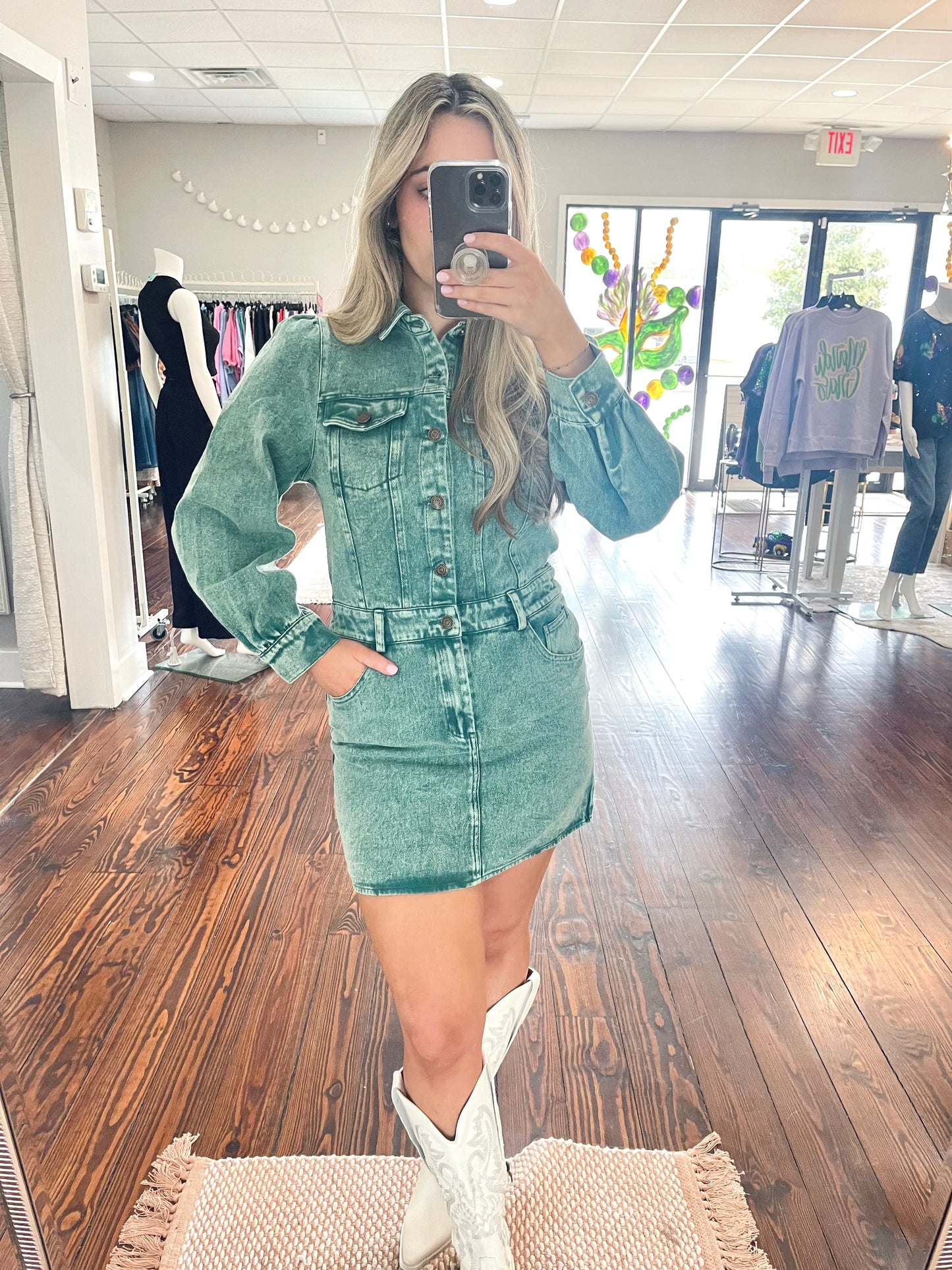 Green Mineral Wash Dress