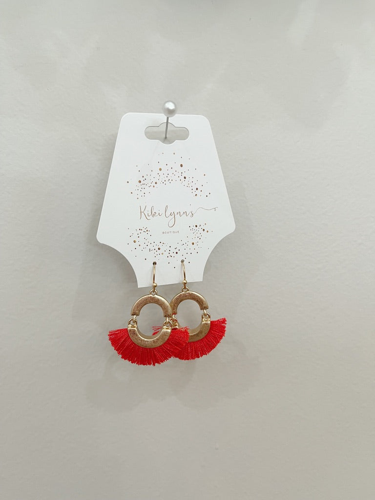 Red Tassel Earrings