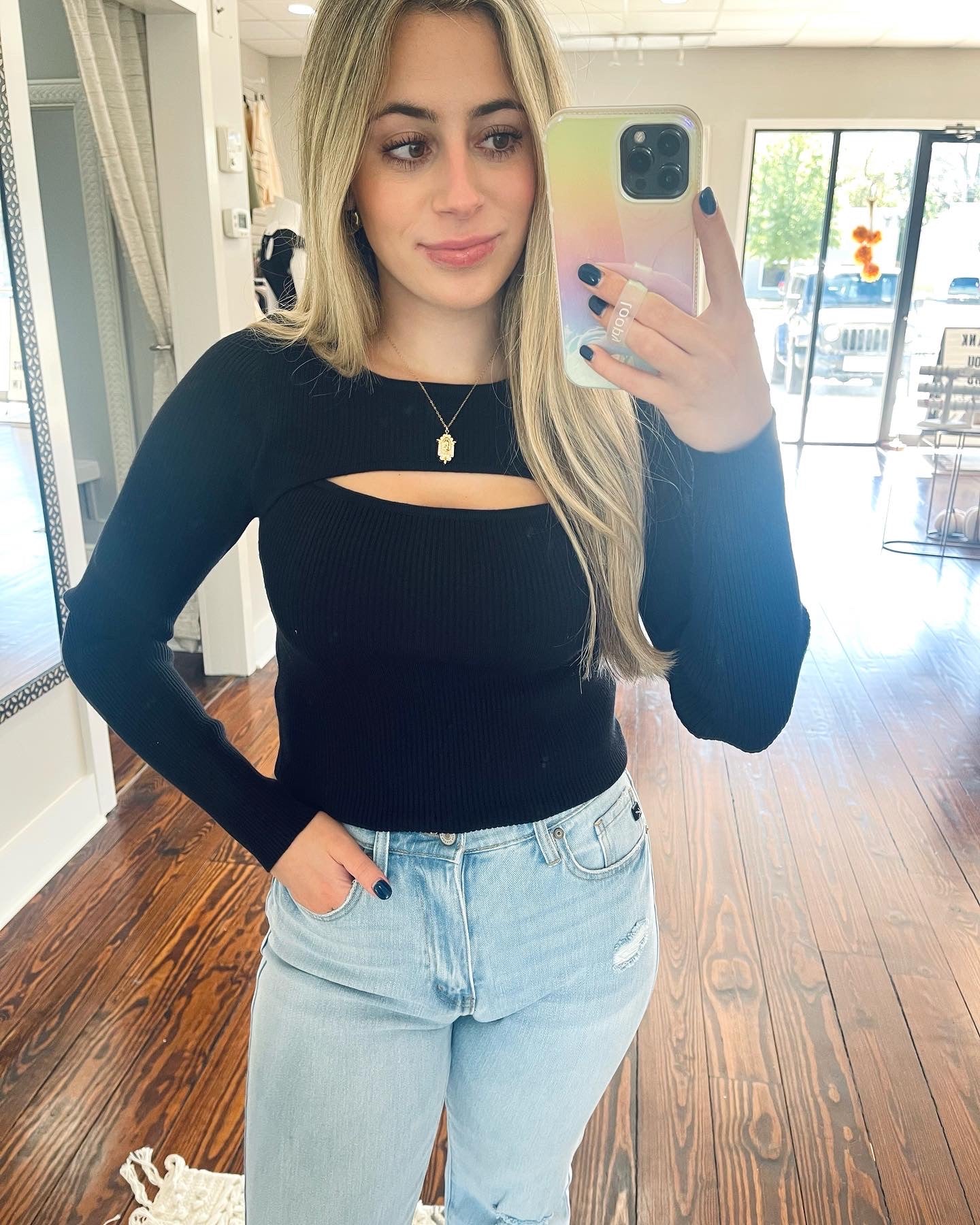 Black Cut Out Sweater
