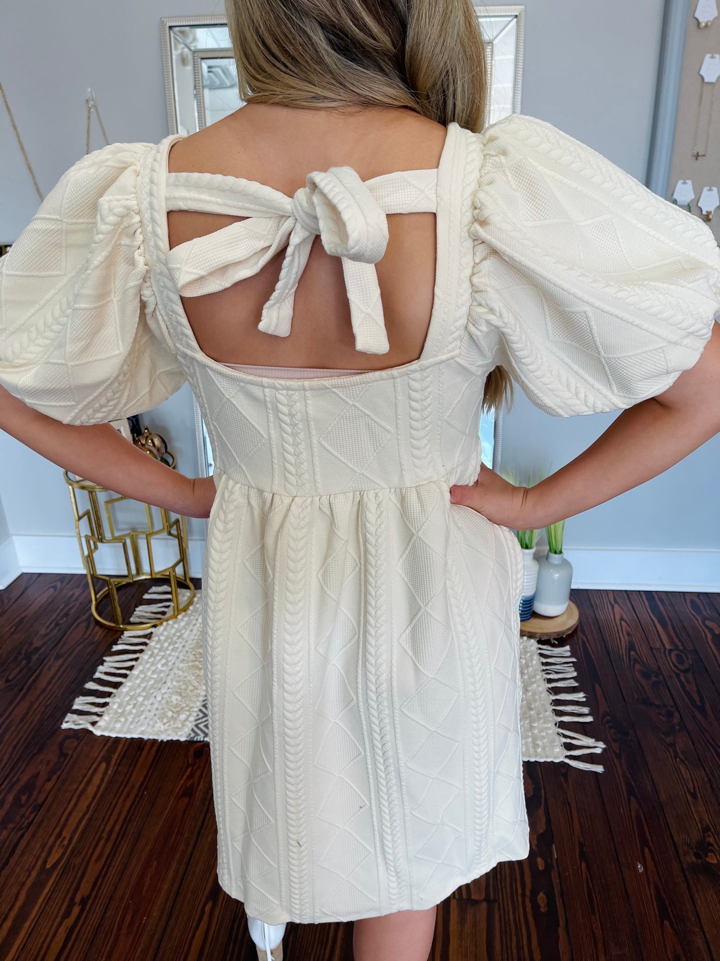 Cream Puff Sleeve Dress