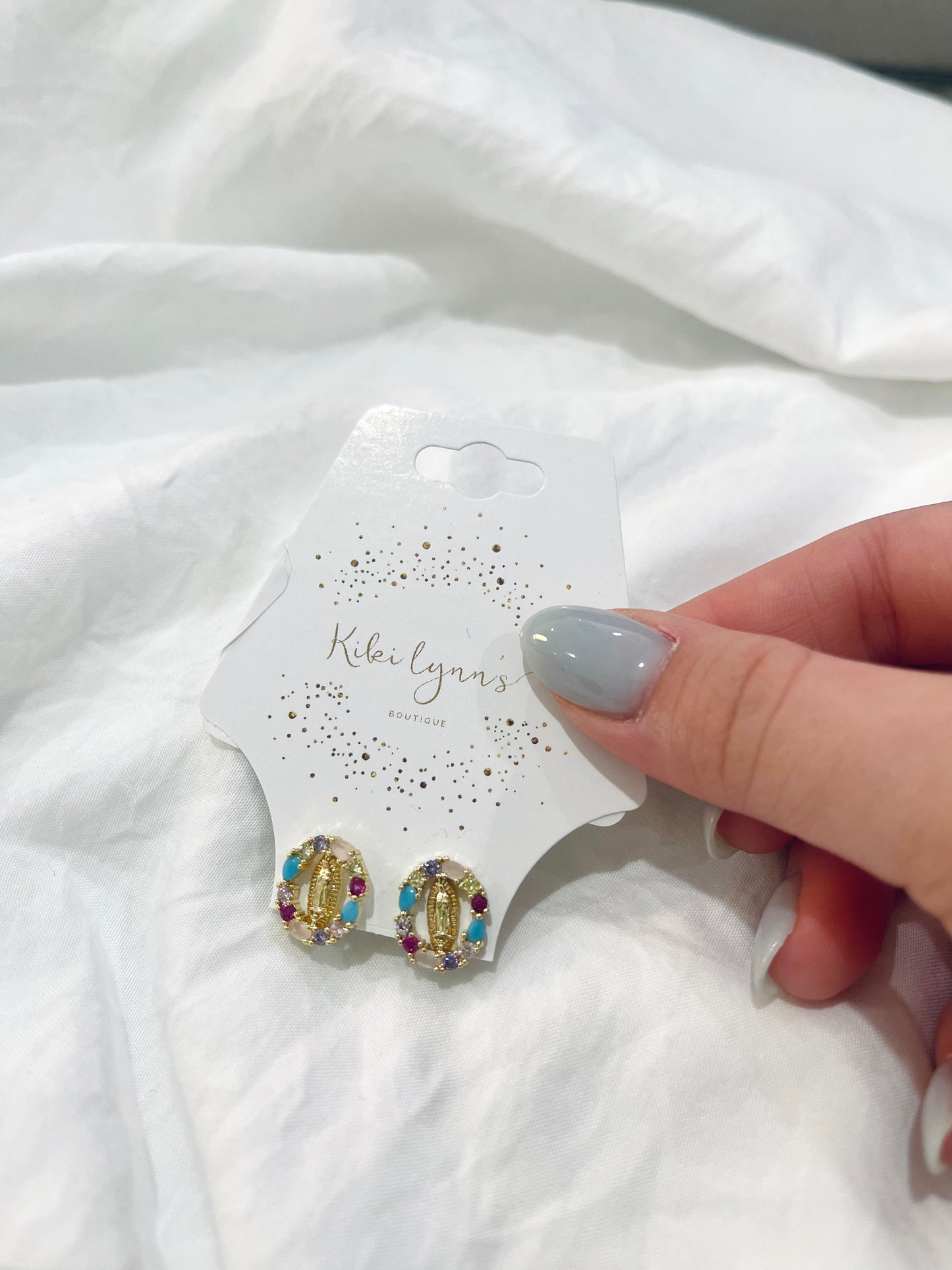 Colorful Mother Mary Stud