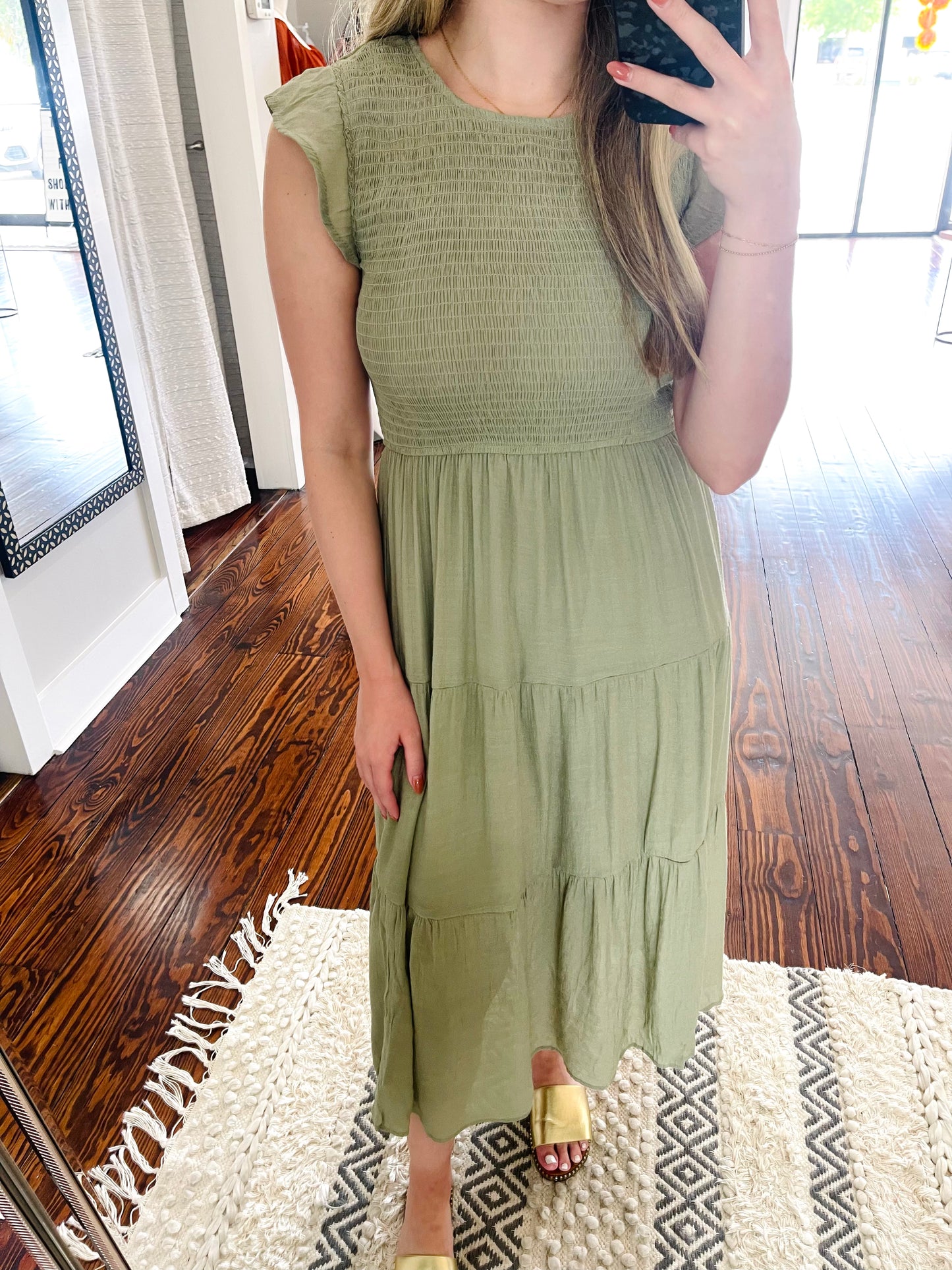 Olive Smocked Dress