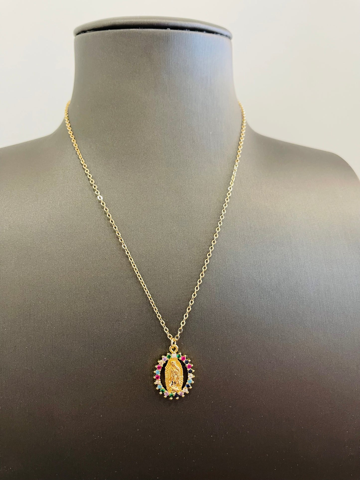 Colorful Virgin Mary Necklace