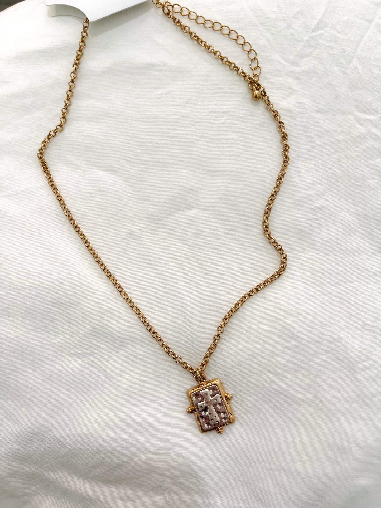 Two Tone Cross Necklace