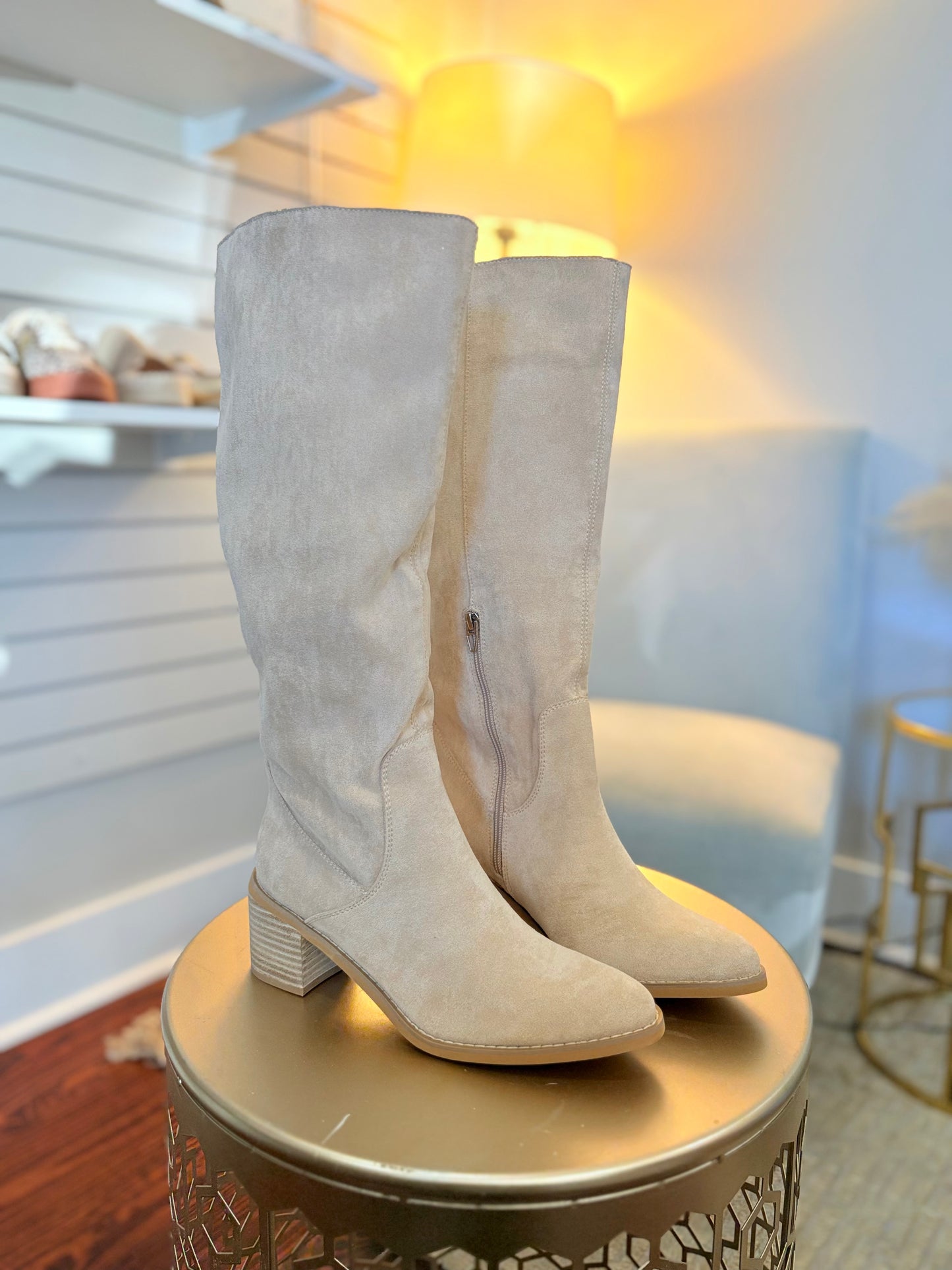 Suede Block Heel Boot