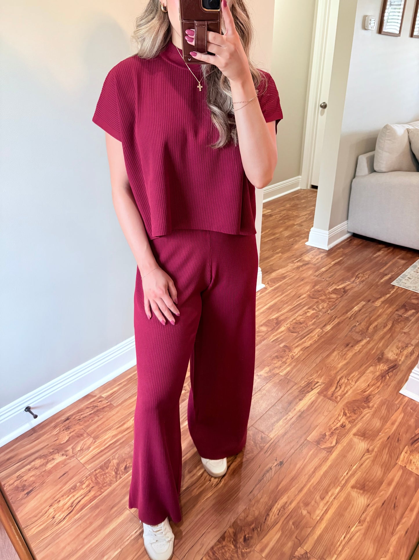 Deep Red Sweater Set