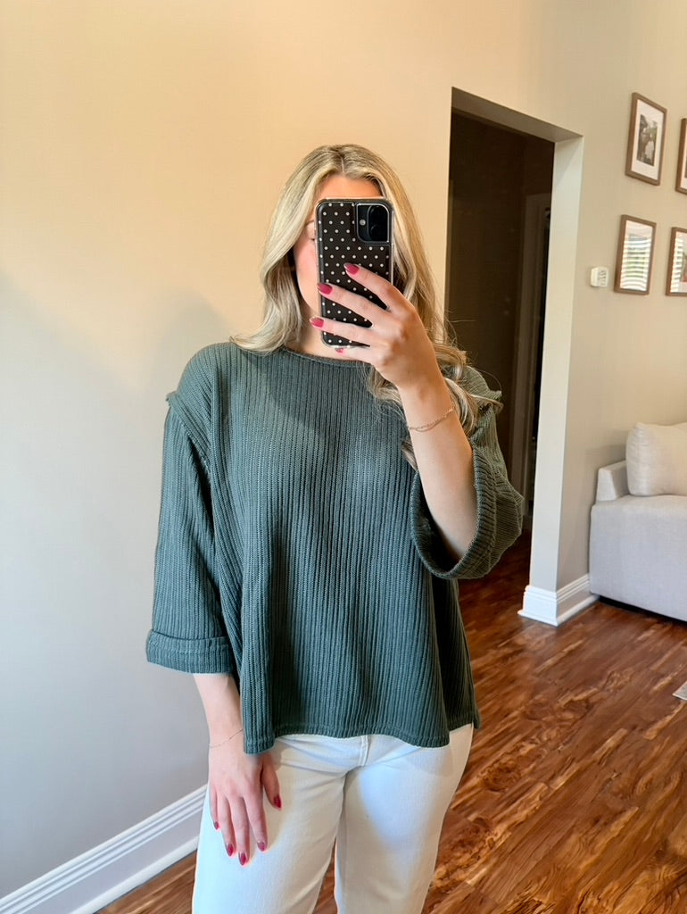 Slate Wide Sleeve Blouse