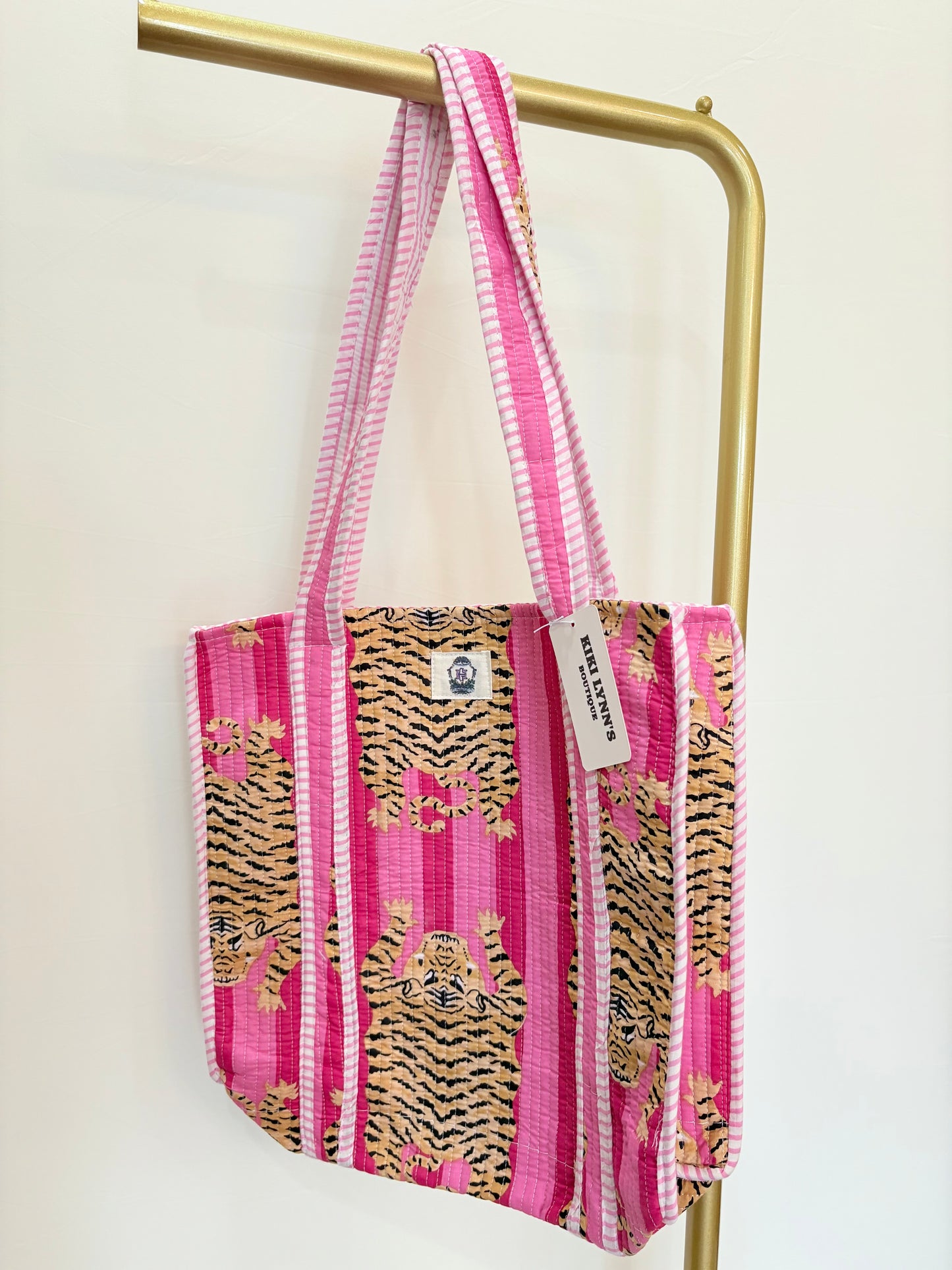 Eye of the Tiger Quilted Tote Bag