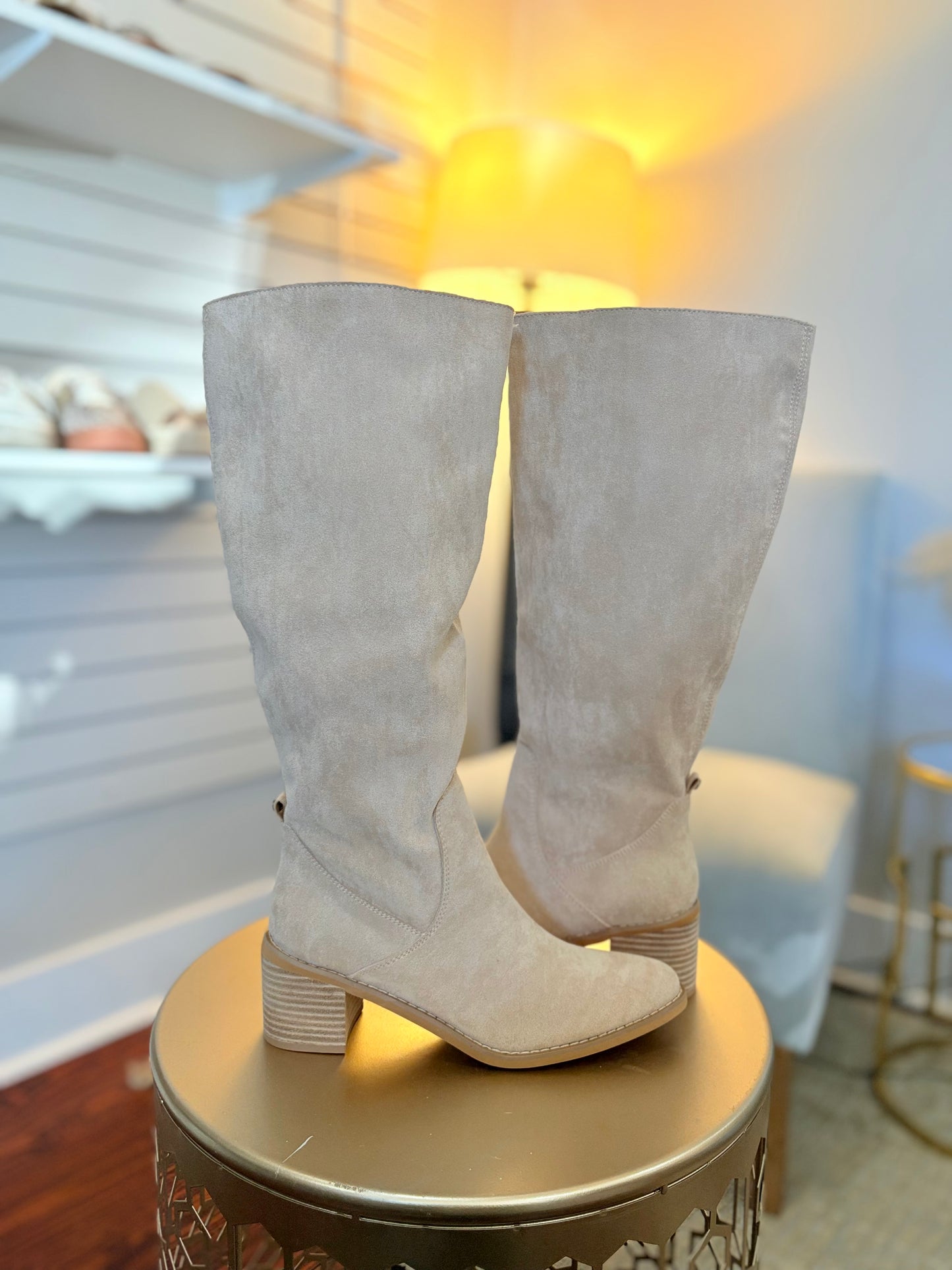 Suede Block Heel Boot