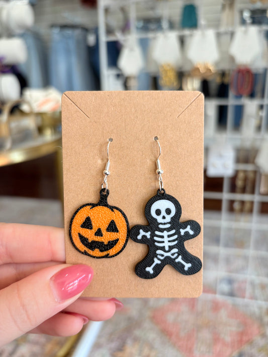 Pumpkin & Skeleton Earring
