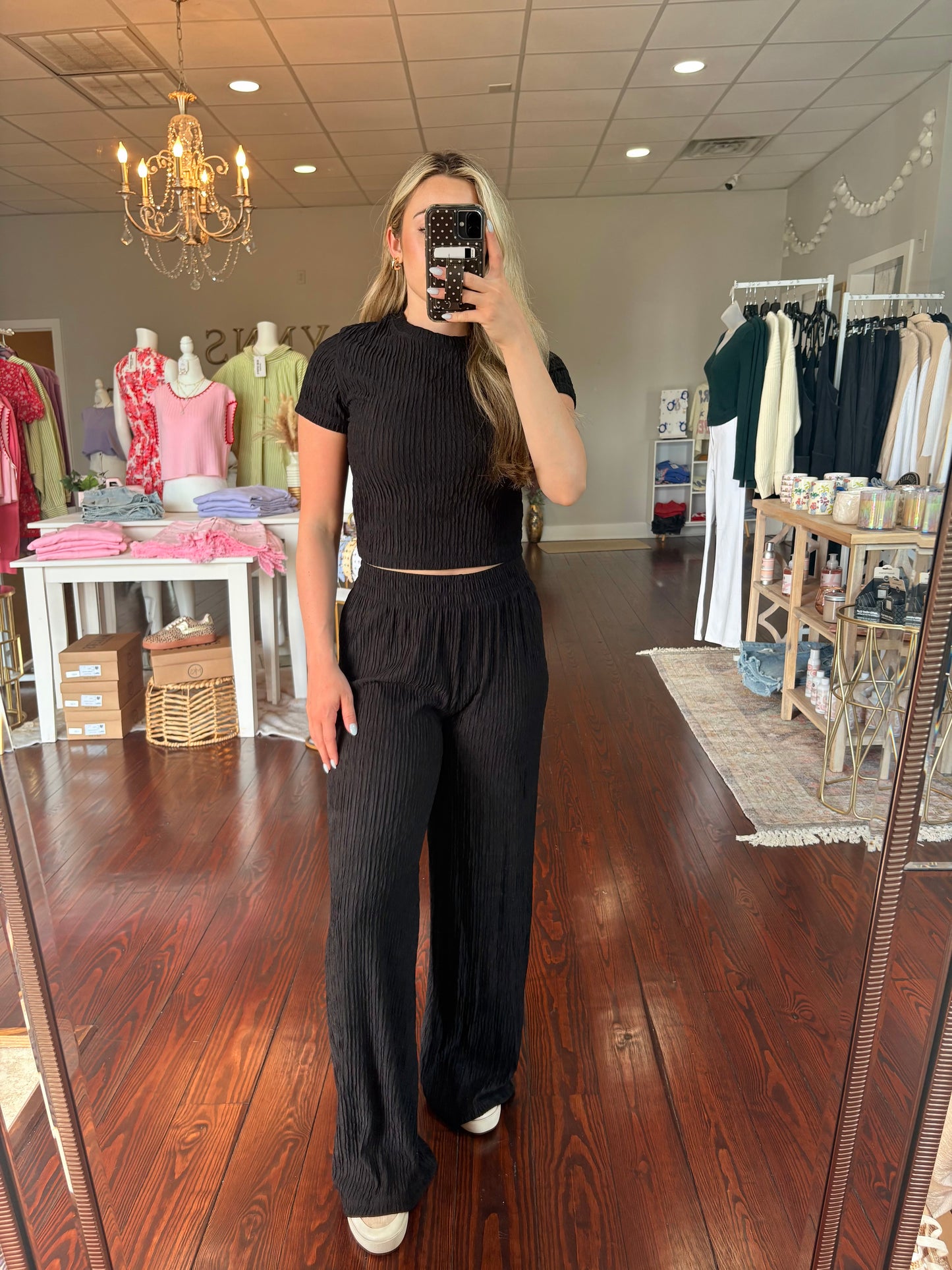 Crinkle Short Sleeve Set