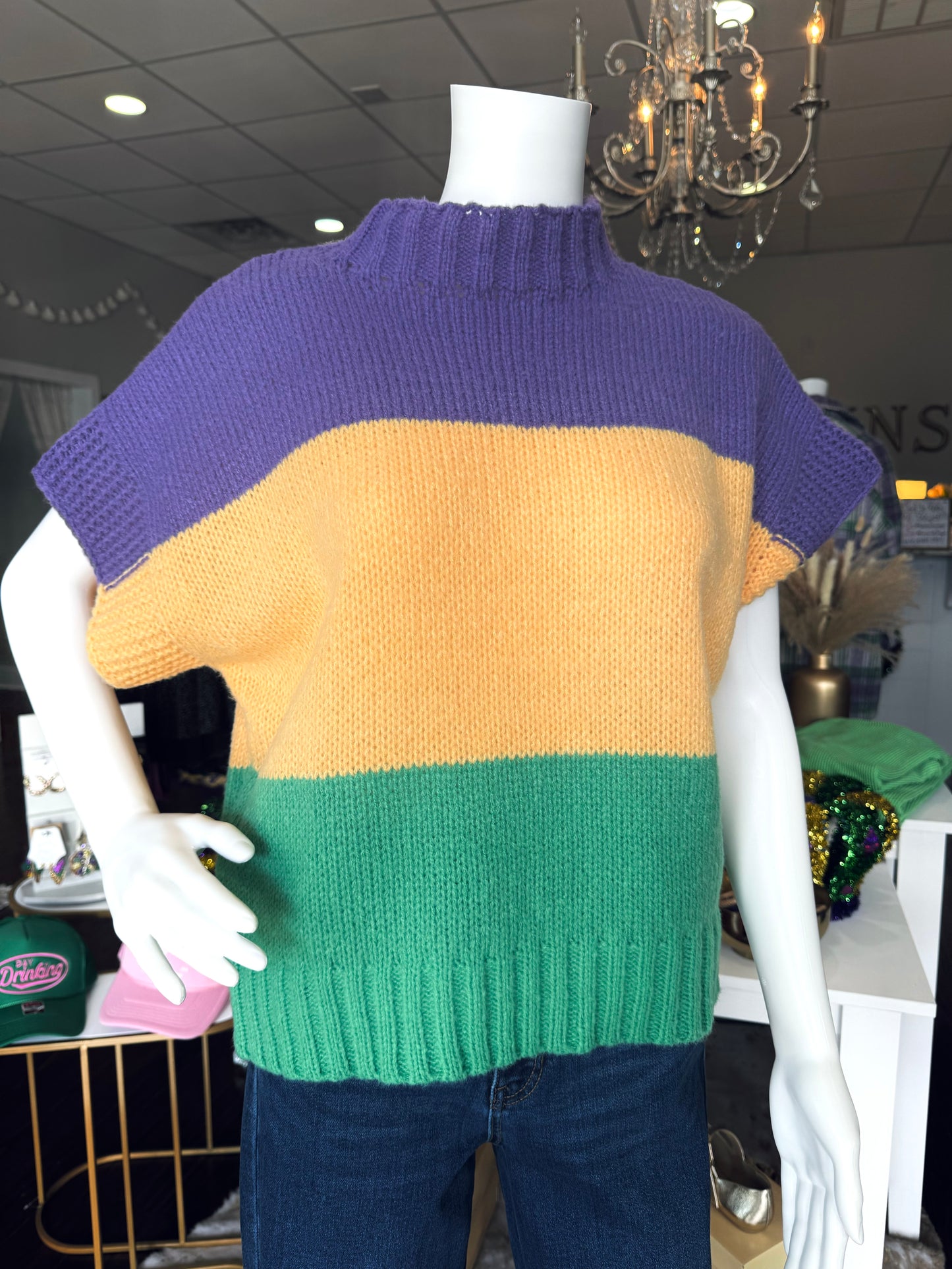 Mardi Gras Stripe Sweater