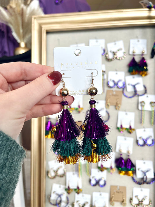 Mardi Gras Tassel Earrings