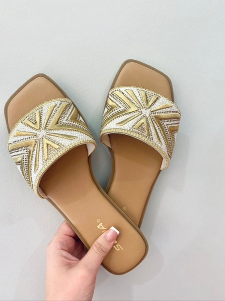 Gold & Beige Sandal