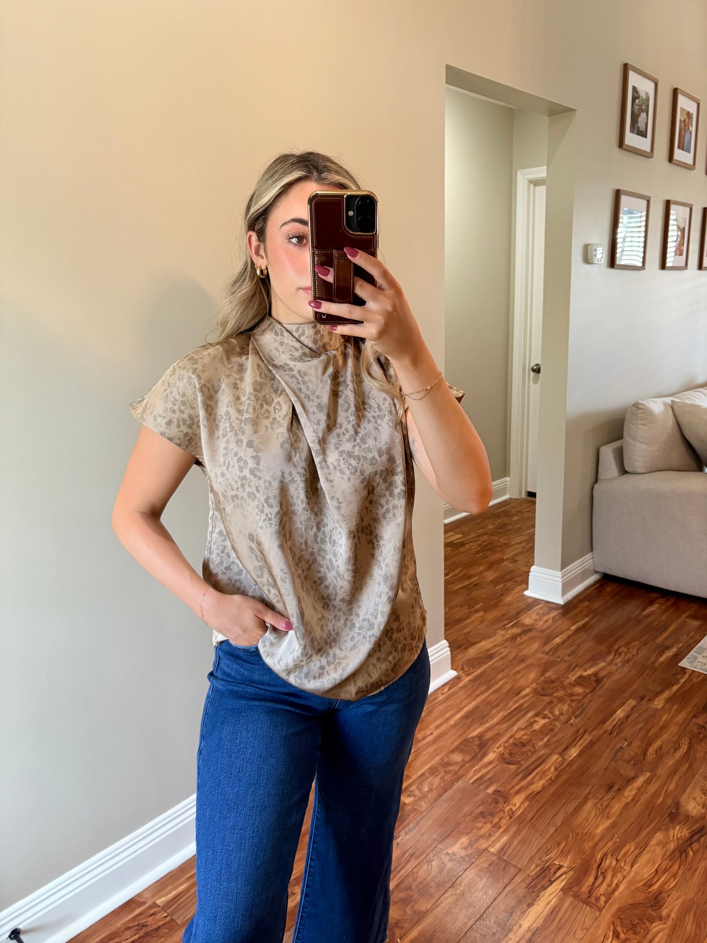 Taupe Printed Blouse