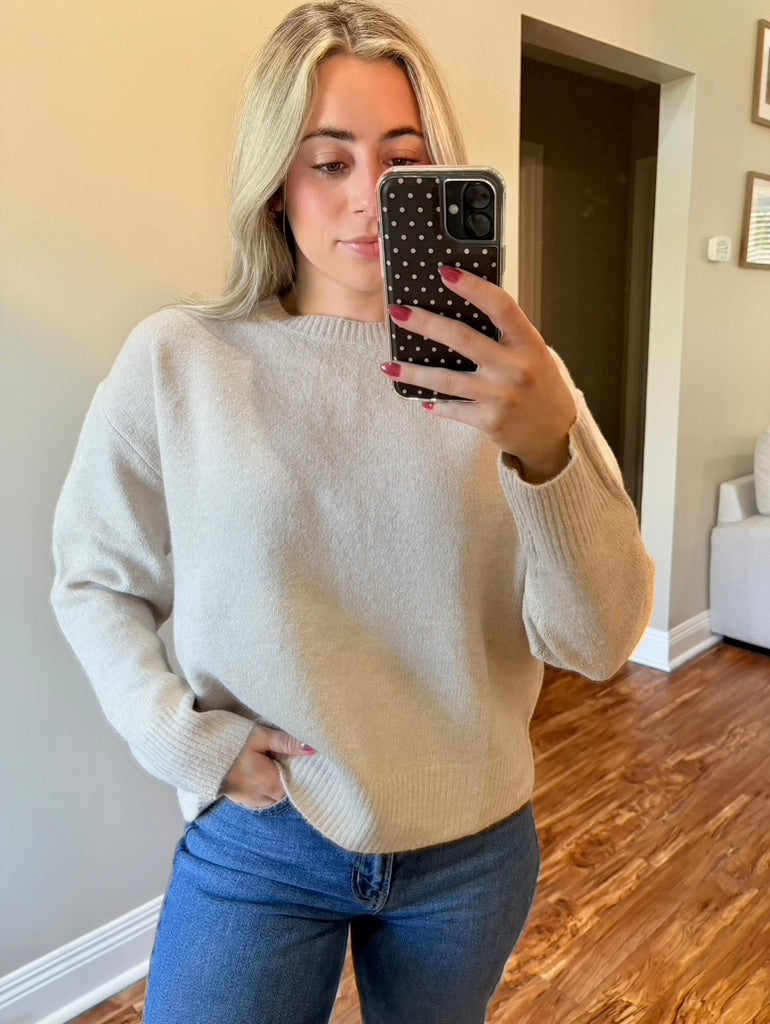 Cream Basic Sweater