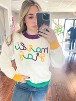 Mardi Gras Color-Block Sweater