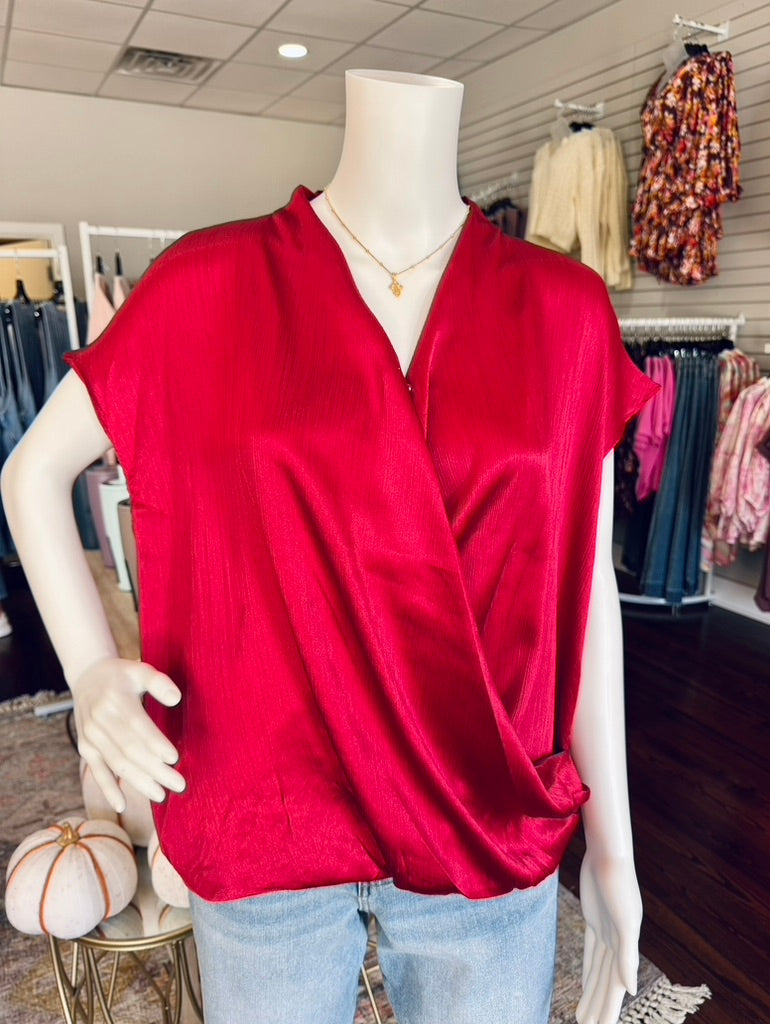 Burgundy Satin Blouse