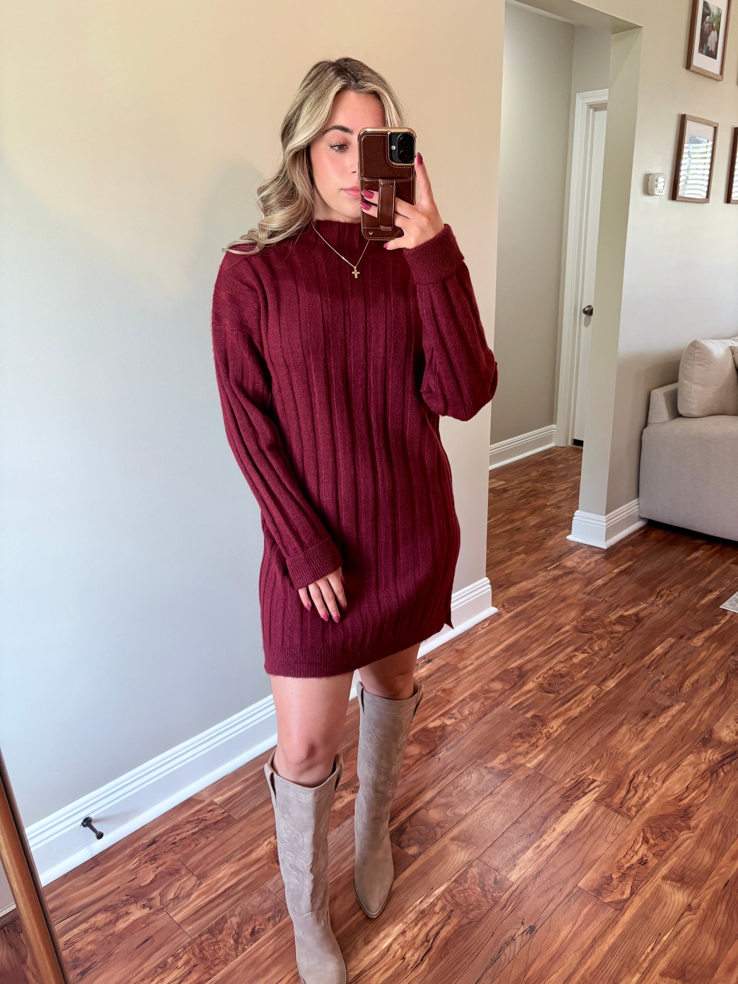 Wine Sweater Dress