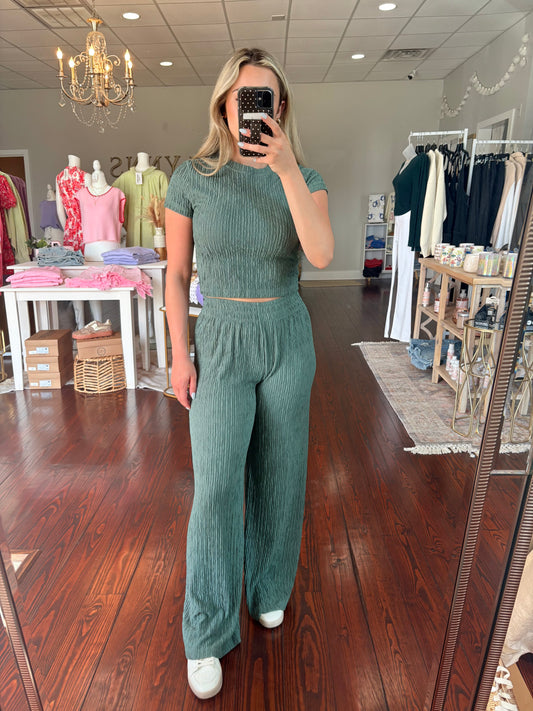 Crinkle Short Sleeve Set