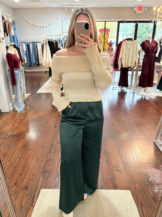 Green Satin Pants