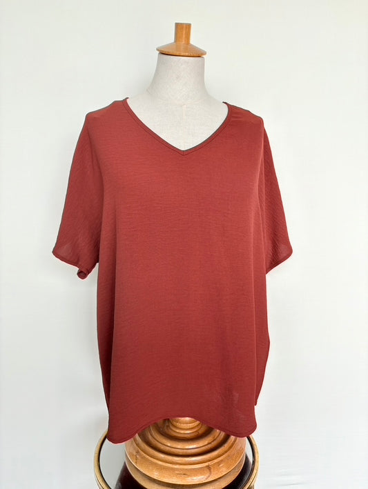 Rust V-Neck Blouse