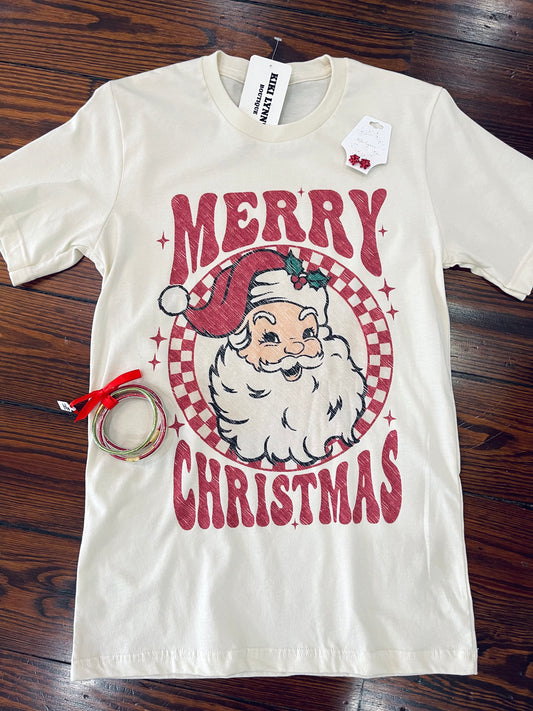 Merry Christmas Checkered Tee
