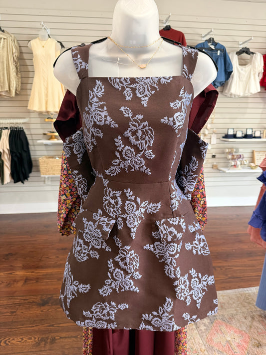 Blue & Brown Jacquard Dress