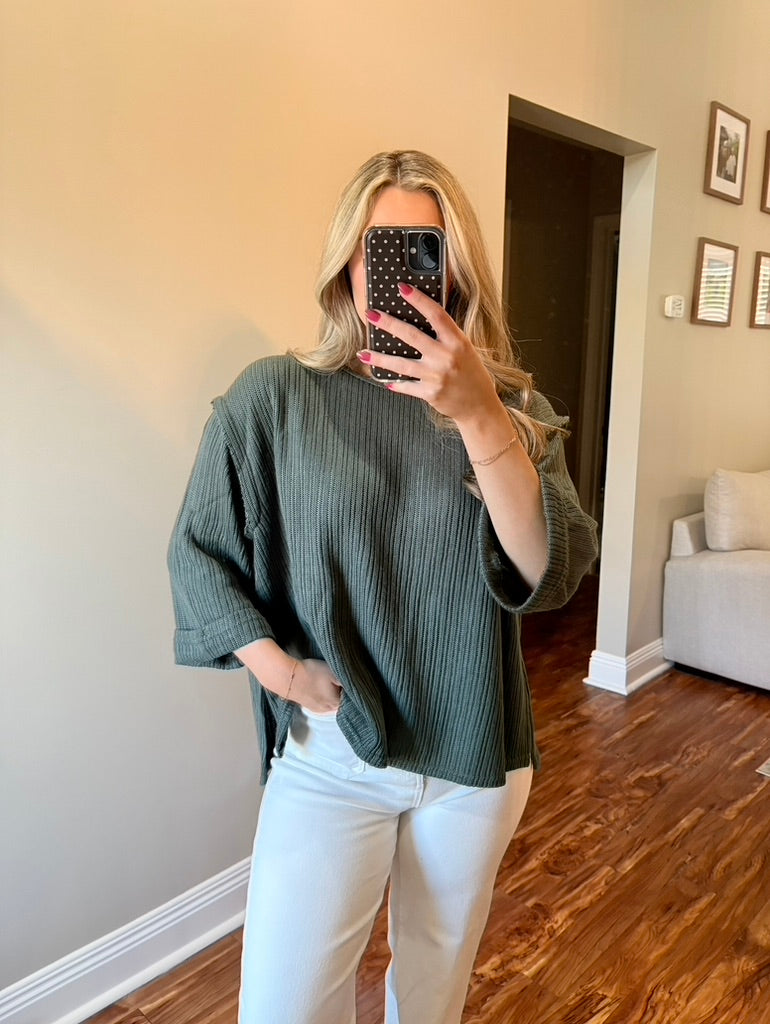 Slate Wide Sleeve Blouse