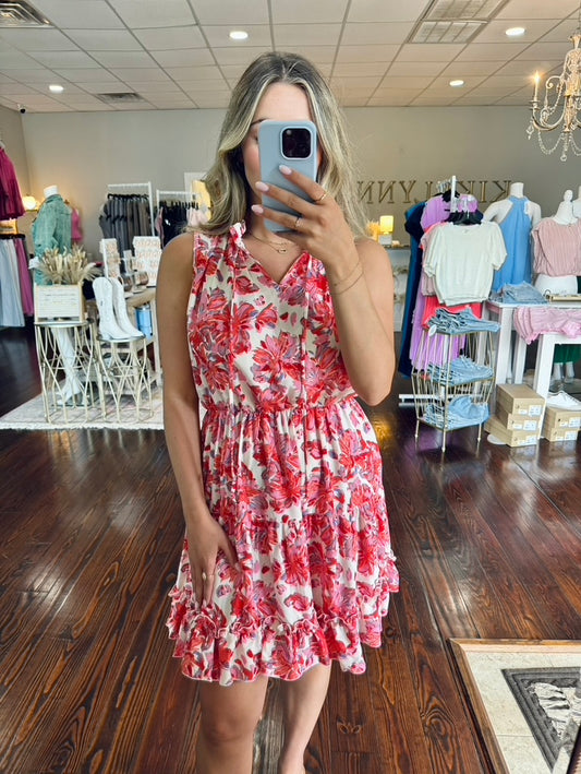 Coral Floral Dress