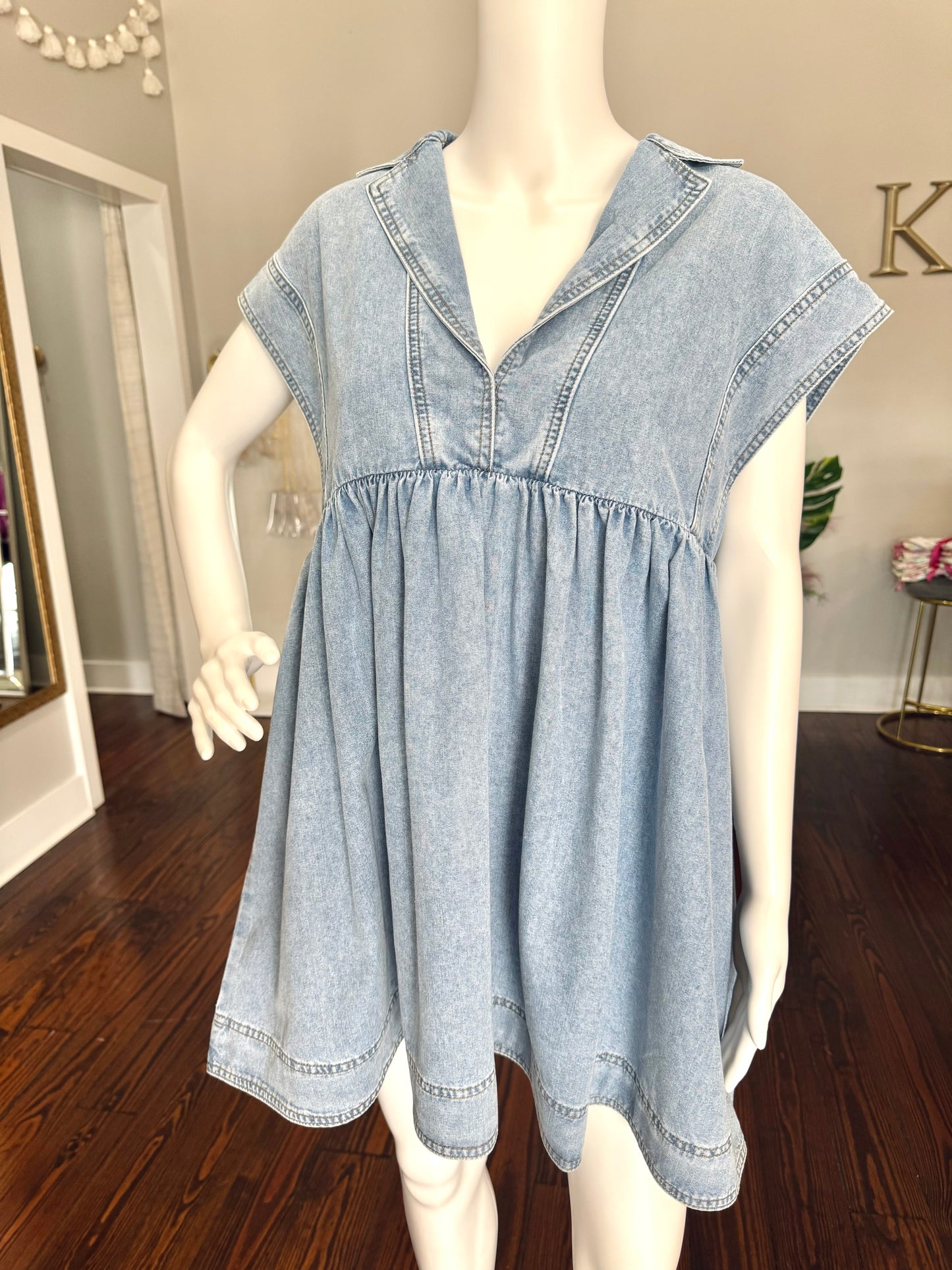 Short Sleeve Denim Dress