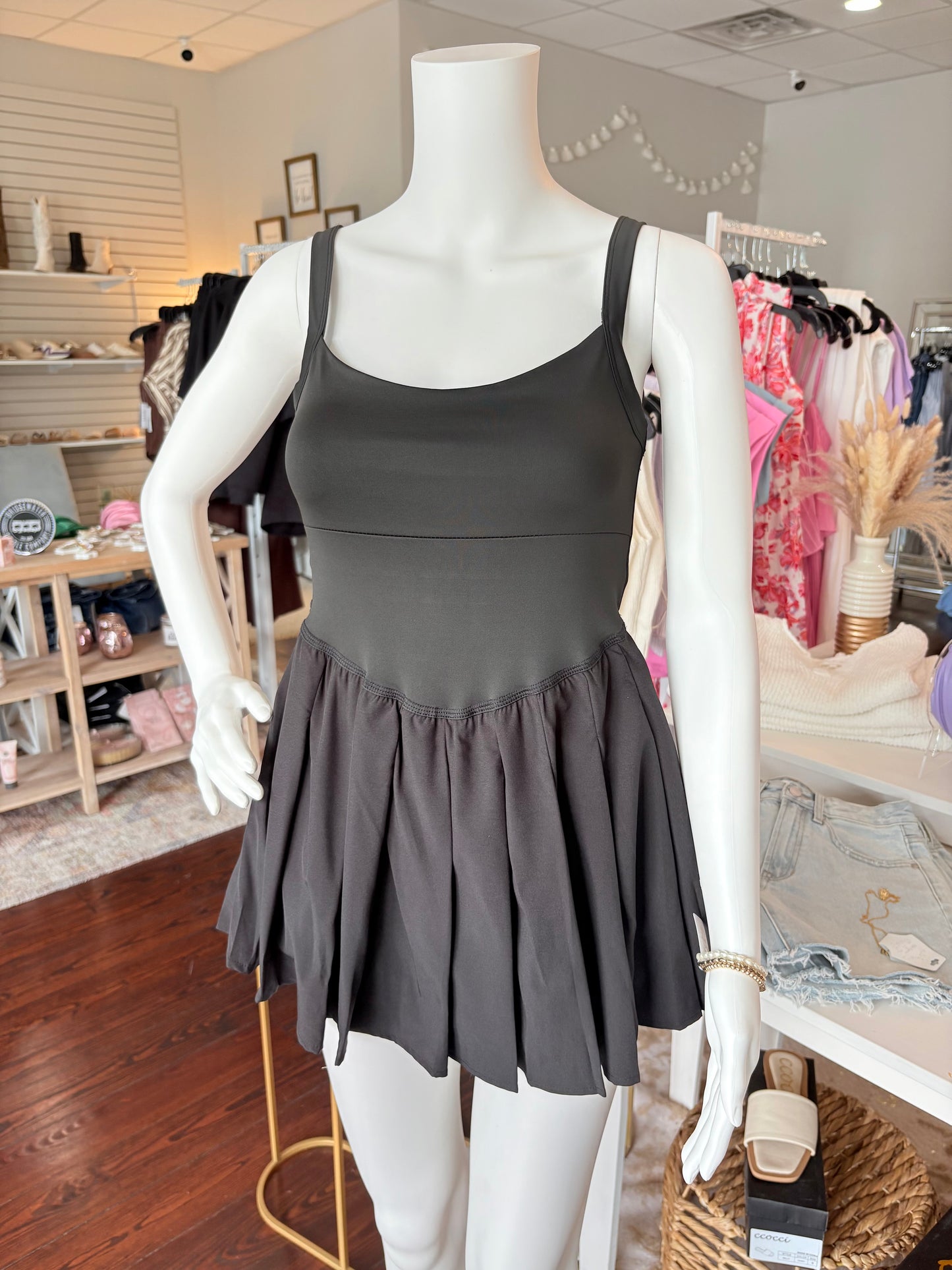 Black Pleated Active Dress