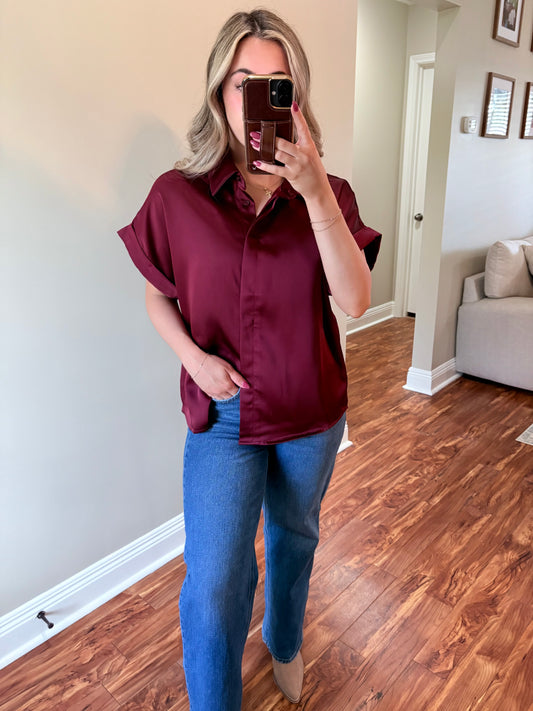 Burgundy Collar Blouse