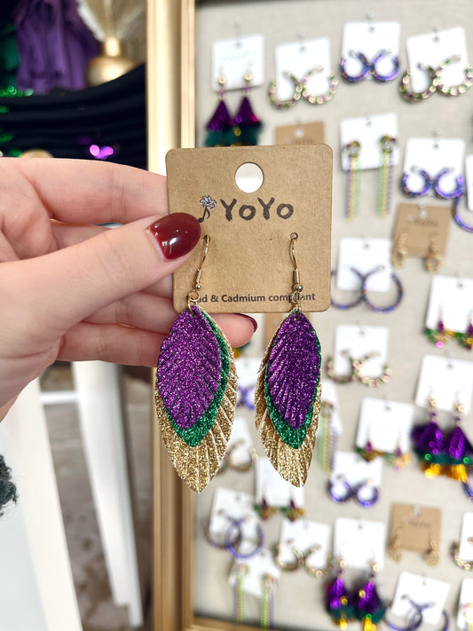 Glitter Feather Earrings