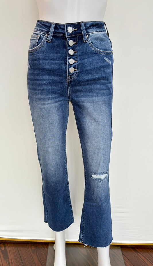 Button Down Ankle Straight Jean