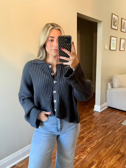 Navy Collar Cardigan
