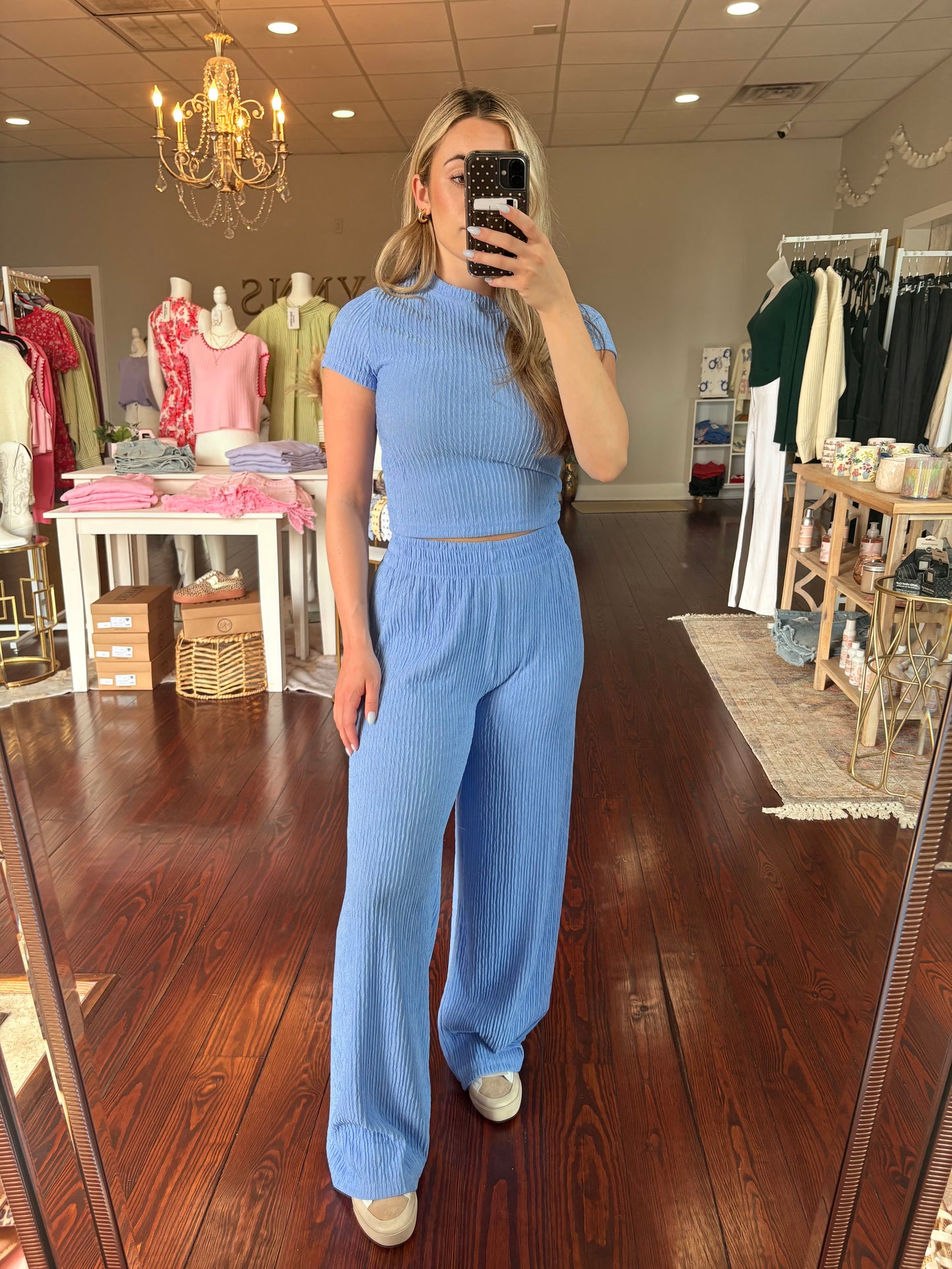 Crinkle Short Sleeve Set