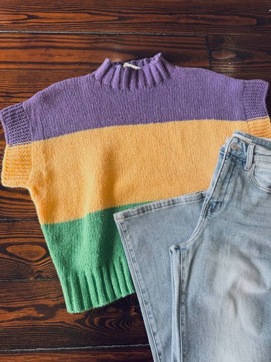 Mardi Gras Stripe Sweater